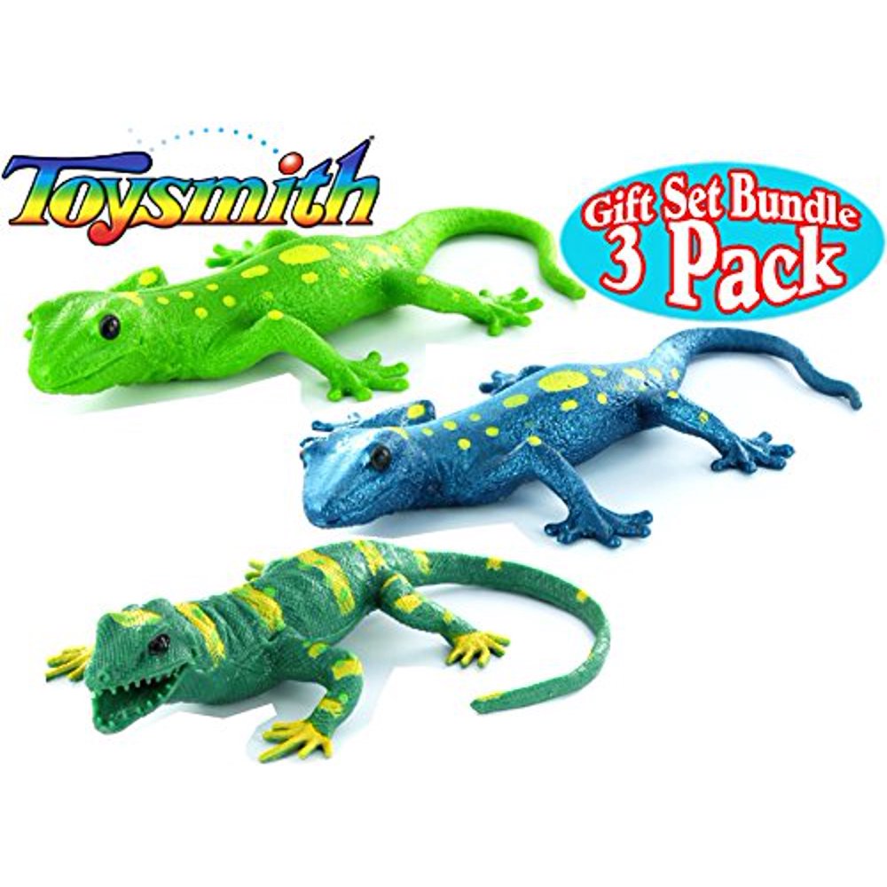 Toysmith Lizard Squishimals Light Green, Dark Green & Blue Complete