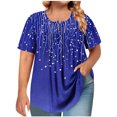thumbnail image 1 of Cinvoph T-Shirts d'Été Grande Taille pour Femmes Col Rond Imprimé Manches Courtes Hauts Décontractés Blouses de Bureau Amples, 1 of 6