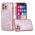thumbnail image 2 of For iPhone 12, 12 Pro Case Embroidered Text Bling Glitter Chrome Hybrid Cover, 2 of 3