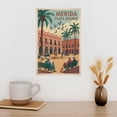 thumbnail image 3 of Vintage Retro Travel Poster Wall Art Plaza Grande Merida Mexico Colonial Square Palm Trees Cathedral Print Print Poster, 3 of 8