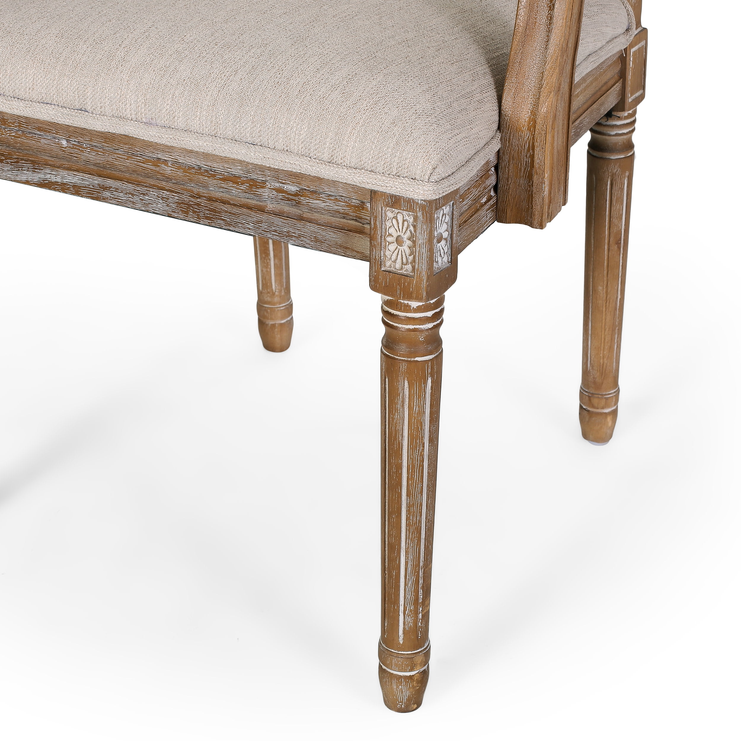 Noble House Bryan Fabric Upholstered Wood 5 Piece Circular Dining Set, Natural and Beige