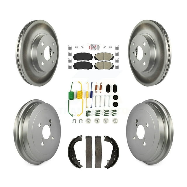 Transit Auto Front Rear Disc Brake Rotors Ceramic Pads and Coated Drum Kit (7Pc) for Car Toyota Yaris KGA-104178