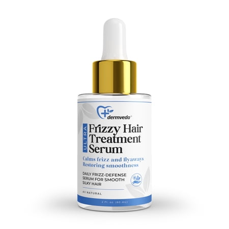 Dermveda Ultra Frizzy Hair Treatment Serum, Frizz Control Hair Serum For Flyaways With Aloe Water, Marshmallow Root, Coconut Oil, Argan Oil, Silk Protein, Sweet Almond Oil, Leave In Care, 2 Fl Oz