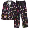 thumbnail image 6 of Dianli Pajama Set Sleepwear Women Casual Printed Long Sleeve Lapel Top And Relaxed Pants Soft Breathable Blend Comfortable Homewear Nightwear Loungewear, 6 of 8