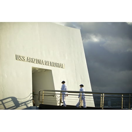 Arizona Memorial Honolulu - Canvas Print Sailors enter the USS Arizona Memorial in Pearl Harbor, Honolulu, June 4, 2012, to prepare to commem Stretched Canvas 10 x 14