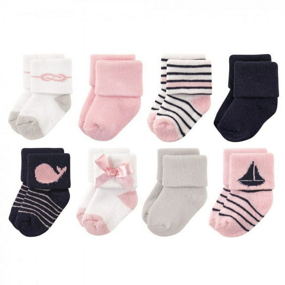 Luvable Friends Baby Girl Newborn and Baby Terry Socks, Sailboat, 0-6 Months