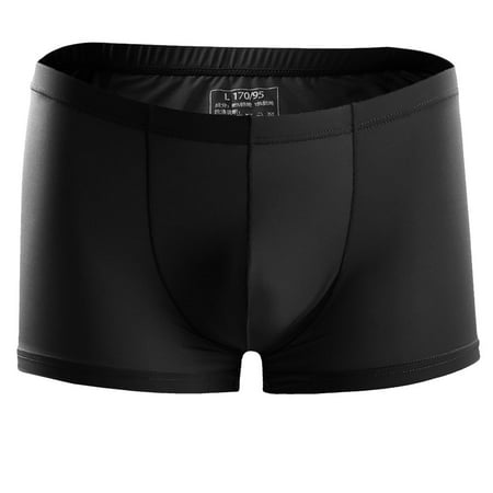 

3pcs Men Ice Silk Summer Breathable Thin Sexy Transparent Soft Boxershorts Underwear black XXL