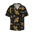 thumbnail image 2 of Lsque Hohey Bee Golden Embroidery print Men's Cuban Collar Short Sleeve Shirt Summer Beachwear Casual Button Down Fashionable Vacation Leisure Shirt-X-Large, 2 of 7