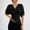 Black, variant on Women V Neck Flutter Sleeve Top Cinched Waist Solid Color Blouse for Summer Vacation Daily Wear