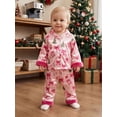 thumbnail image 5 of RUINIXCW Toddler Baby Girl Christmas Silk Satin Pajama Set Little Girls Xmas PJS Fall Winter Sleepwear Santa Button Down Long Sleeve Shirt Pants Set, 5 of 10
