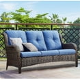 thumbnail image 5 of PARKWELL 3-Piece Patio Conversation Set,Cushioned Sofa with Ottomans,Outdoor Furniture Sets,Brown Wicker and Blue Cushion, 5 of 11