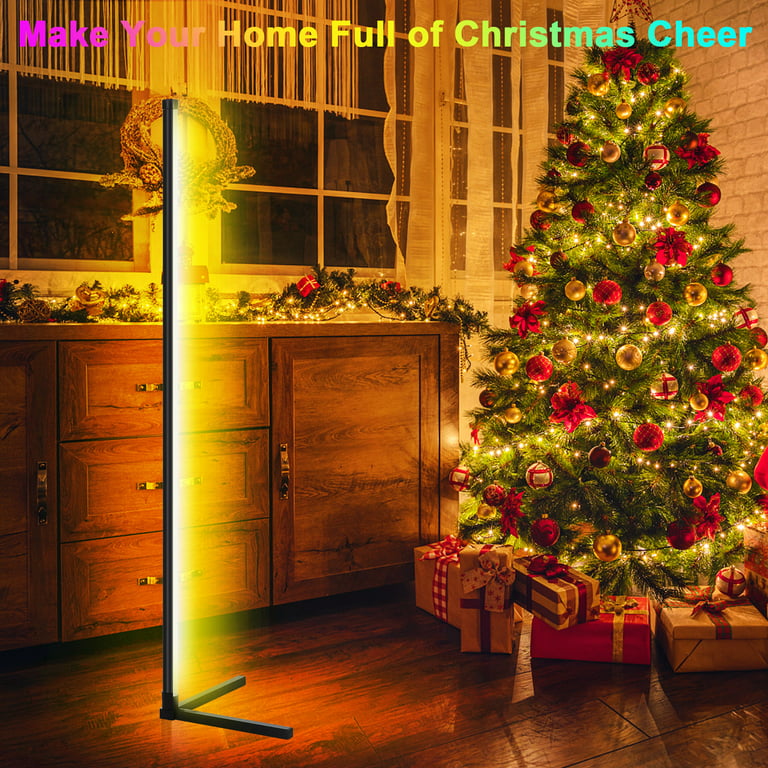 RGB Corner Floor Lamp for Gaming Room, 65.3 Dimmable LED Modern Floor Lamp  with Adjustable Height/ Brightness/ Speed, Music Sync, APP, Remote Control,  Color Changing Light for Home, Disco, Club, etc. 