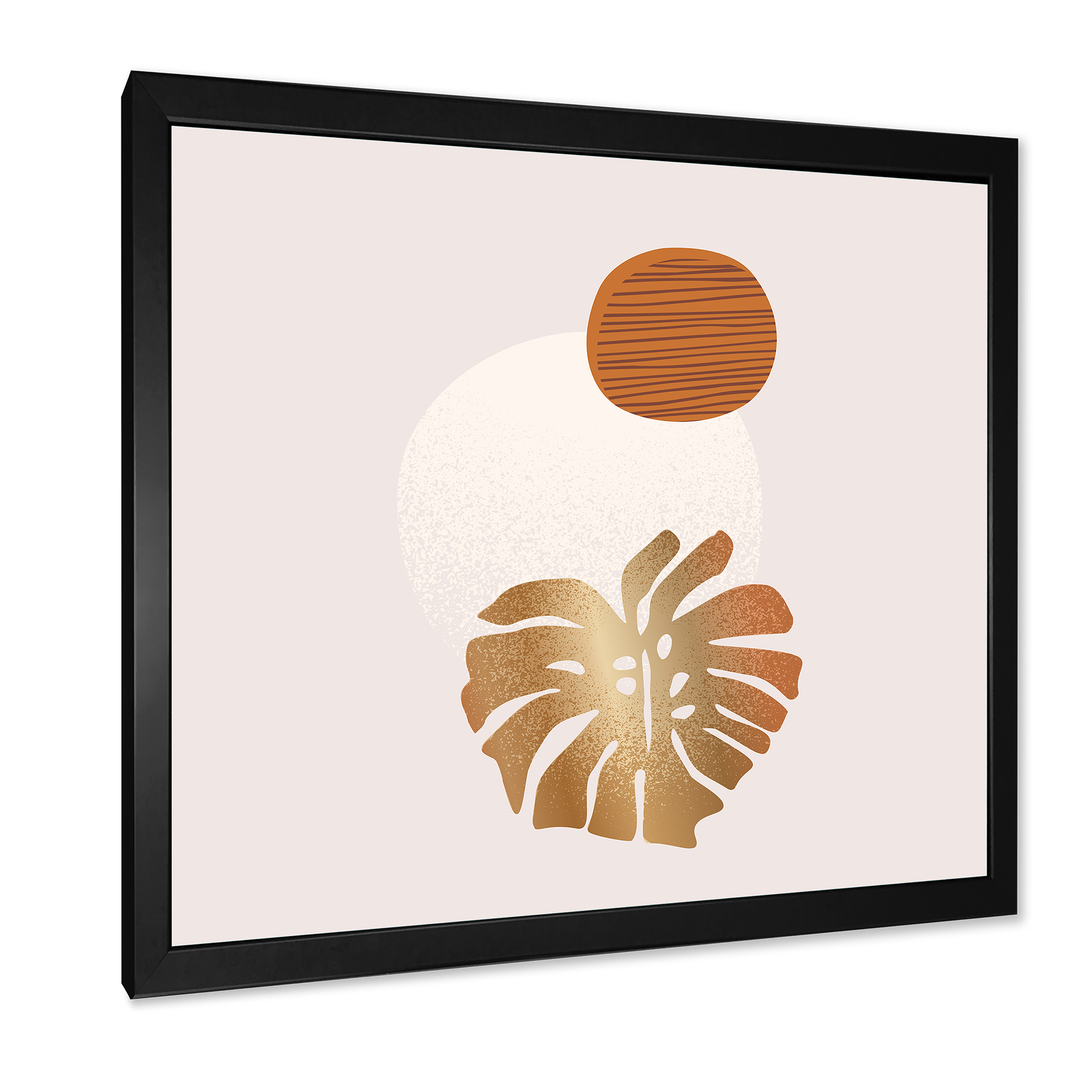 Designart 'Abstract Geometry Shapes and Tropical Palm Leaf II' Modern Framed Art Print