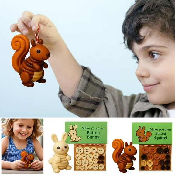 DIY Animal Button Decoration Set, Fun Creative Craft Kit, Colorful Decorative Buttons for Holiday Projects, Engaging Family Activity, Unique Festive Home Accent, Easy to Use for Kids and Adults