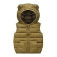 thumbnail image 2 of Boys and Girls Down Vests Solid Color Warm Thermal Zipper Winter Top Sleeveless Hooded Casual Comfortable Vest Green 3 Years, 2 of 8