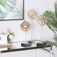 thumbnail image 2 of 19", 16", 13"H Gold Metal Geometric Sculpture with Marble Base, by CosmoLiving by Cosmopolitan (3 Count), 2 of 8