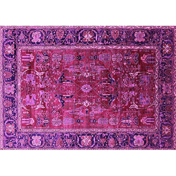 Ahgly Company Indoor Rectangle Oriental Pink Traditional Area Rugs, 8' x 12'