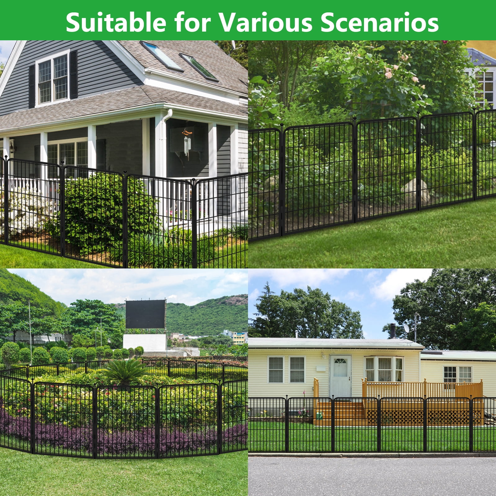 Jhsomdr Decorative Garden Fence 46ft(L)×32in(H) 20 Panels Heavy Duty Metal Wire Fence Panels No Dig Temporary Animal Barrier Fencing for Yard, Patio, Flower Bed