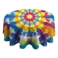 thumbnail image 4 of Colorful Rainbow Tie Dye Spiral Pattern Round Tablecloth 60"x60",Wrinkle Wipeable Table Cloth for Kitchen Dining Room Picnic Patio Party, 4 of 6