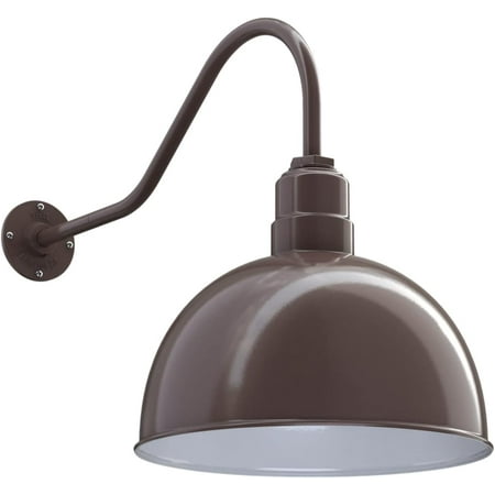 

bzfwm Hollywood Bowl Light | Outdoor Wall Mounted | 15 inch Bowl Dome | 16 inch Gooseneck | Barn Light America | Green Exterior/White Interior