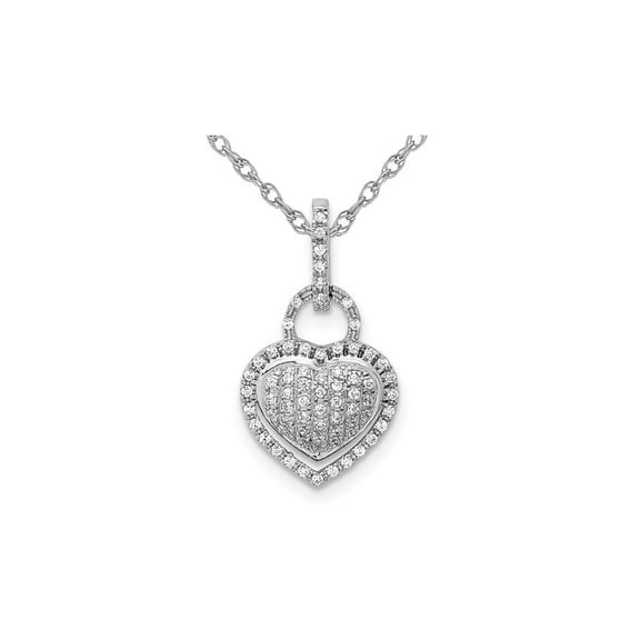 1/5 Carat (Ctw) Diamond Heart Pendant Necklace in 14K White Gold with Chain for Women