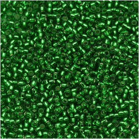 Toho Round Seed Beads 15/0 #27B 'Silver Lined Grass Green'