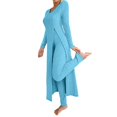 thumbnail image 1 of Zhanying Ensembles en Tricot Deux Pièces Femme Automne Tendance Décontracté Robe Longue à Manches Longues Col Rond Haut Fendu en Tricot Côtelé Doux et Pantalon Bleu Ciel P, 1 of 5