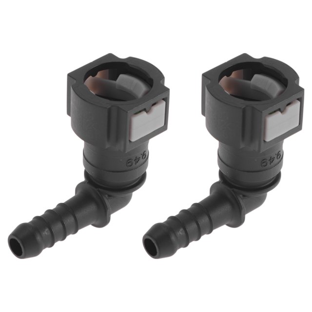 Conector rápido de línea de combustible de 5/16" ID para conector macho de 3/8" SAE hembra a barbado de 90 grados, accesorios de sellado de plástico gris, 2 piezas