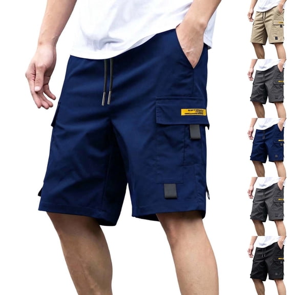 ZRGHAOYLQ Cargo Shorts for Men Quick Dry Summer Beach Shorts Breathable Lightweight Casual Shorts Elastic Drawstring Waist Shorts with Pockets