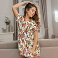 thumbnail image 3 of Naloa Pineapple Flower Print Women Nightgowns,Womens Loungewear,Short Sleeve Sleepwear,Comfy Ladies Nightdress, 3 of 6