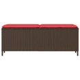thumbnail image 3 of vidaXL Garden Bench with Cushion Brown 110x30x40.5 cm Poly Rattan, 3 of 5