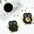 thumbnail image 4 of Disketp Owl With Mandala Funny Coasters,6 Pcs Leather Coasters With Holder, Perfect Housewarming Hostess Gifts,Protect Furniture From Water Marks Scratch And Damage, 4 of 7