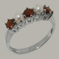 thumbnail image 2 of LBG British Made 925 Sterling Silver Natural Garnet & Cultured Pearl Womens Promise Ring - 33 size options - Size 4.5, 2 of 7
