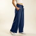 thumbnail image 5 of Njagoc3 Palazzo Pants for Women Casual Drawstring High Waisted Lounge Pants Fitted Wide Leg Trousers with Pockets, 5 of 6