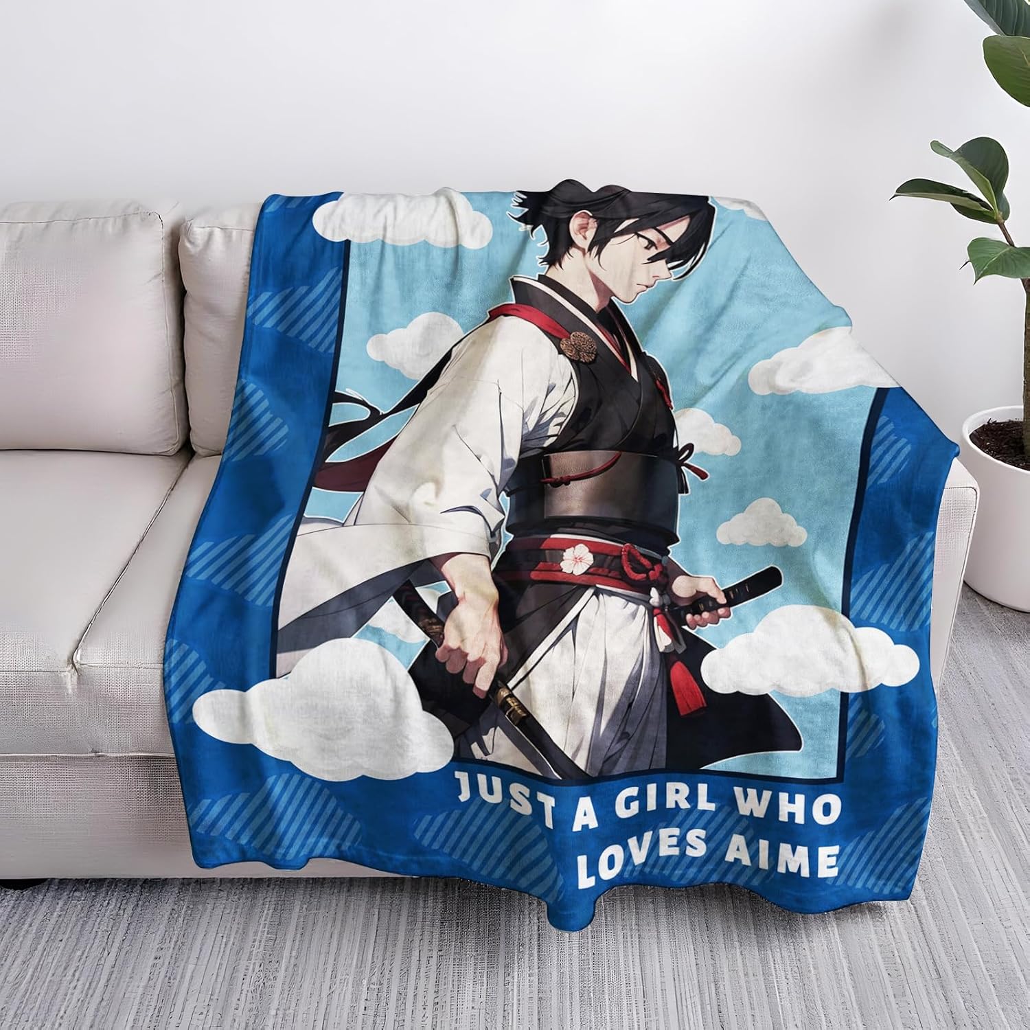 Anime Throw Blanket Gifts for Women, Just A Girl Who Loves Anime Balnket, Soft Flannel Throw Blanket for Women, Japanese Blanket Gifts for Comic Lovers Birthday Christmas 50x60 in