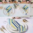 thumbnail image 3 of Cloth Napkins Set of 6 - 20x20 Inches, Blue Yellow Striped Washable Reusable Table Napkins, Colorful Ombre Abstract Stripes Soft & Absortbent Dining Napkin for Party Wedding Hotel Restaurant, 3 of 9