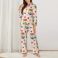 thumbnail image 2 of Pajamas for Women Set - rainbow hearts peace sign Comfy Long Sleeve Button Up Pajama Sets for Women 2 Piece, Soft Sleepwear Nightwear Pjs Lounge Sets for Women with Pockets, 2 of 6