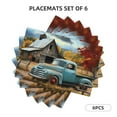 thumbnail image 3 of Placemats Set of 4 / 6, Vintage Truck Farm Scene Placemats for Dining Table Indoor/Outdoors Heat Resistant Washable Placemats 18" x 12", 3 of 8