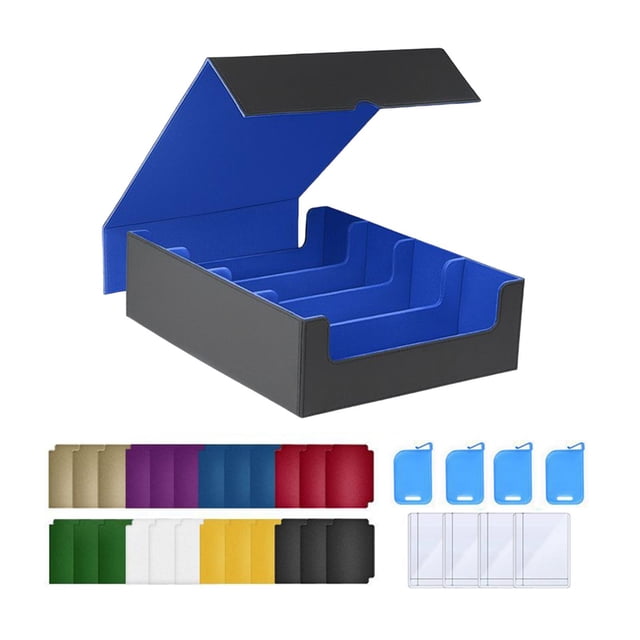 Bunblic Étui pour Jeu de Cartes, Étui pour Cartes de Sport, Présentoir pour Cartes à Collectionner avec 4 Séparateurs de Cartes, Boîte de Rangement pour Cartes sous Pochette Porte-Cartes Bleu