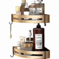 thumbnail image 1 of Set Of 2 Corner Shower Shelf Without Drilling Adhesive Bathroom Shelf Stainless Steel Triangle Basket Storage For Shampoo Soap With Hooksphoto Color, 1 of 5