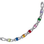Personalized Planet Family Rhodium-Plated XOXO Oval Birthstone Bracelet