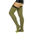 thumbnail image 6 of ToBeInStyle Womens Opaque Hoseiry Thin Striped Thigh High Stocking - Black w/ Yellow Stripes - One Size, 6 of 6