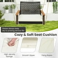 thumbnail image 5 of Gymax Rattan Porch Swing Patio Wicker Single Hanging Seat w/ Seat Cushion & Acacia Wood Armrests, 5 of 9