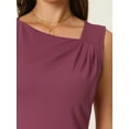 thumbnail image 4 of Unique Bargains Women's Sleeveless Sheath Asymmetrical Ruched Neck Pencil Dresses L Dark Pink, 4 of 6
