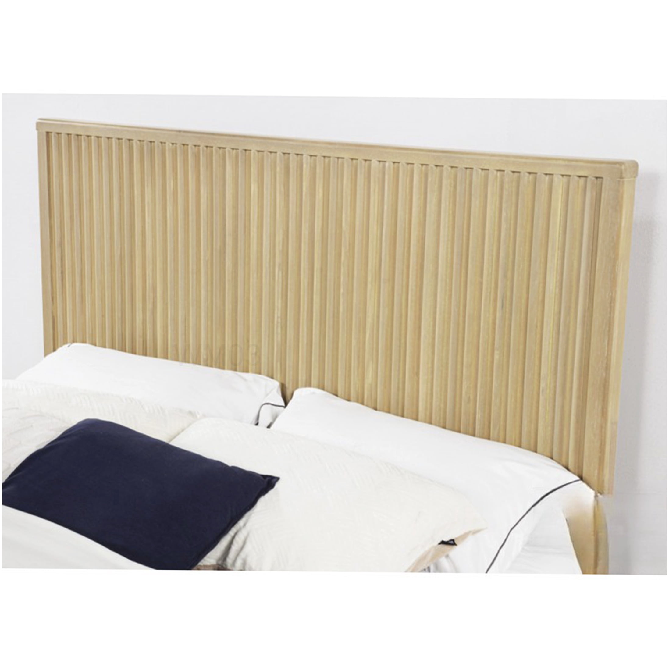 Platform Bed Frame King Size with Fluted Detail, Light Oak Finish, Underbed Storage Space