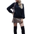 thumbnail image 1 of Suéteres de Cuello Alto para Mujer, Suéteres Casuales de Larga, Suéteres Sueltos de Punto Grueso. Negro L, 1 of 10