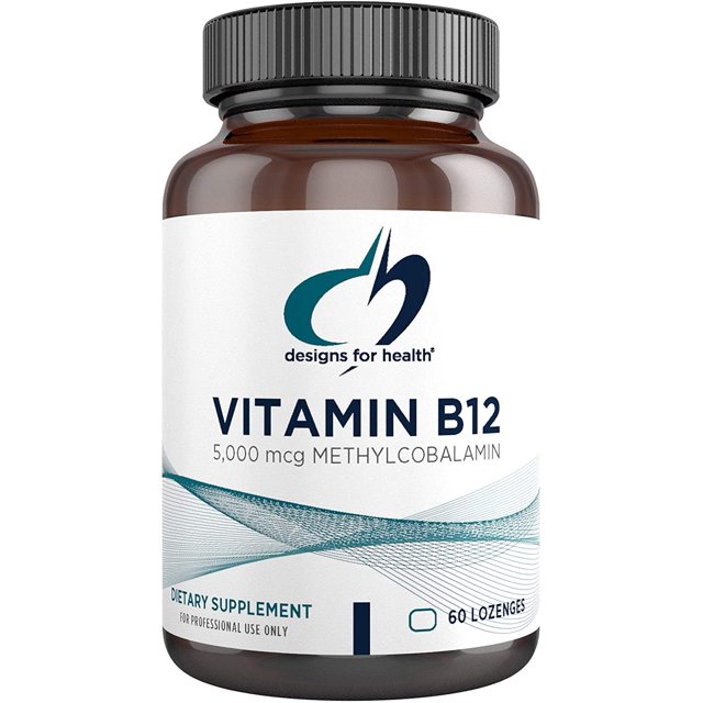 Suplemento Vitamina B12 Designs for Health 5000 mcg como Metilcobalamina Vegetariano 60 Tabletas de Disolución Rápida designs for health DFH-845554