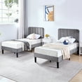 thumbnail image 6 of VECELO Twin Size Upholstered Beds, Modern Platform Bed Frame with Adjustable Headboard, Wooden Slats Support/No Box Spring Needed, Dark Gray, 6 of 11