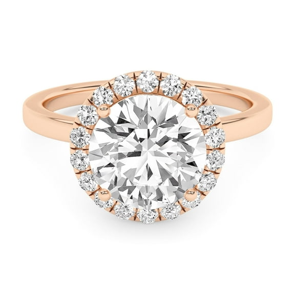 IGI Certified Solitaire Halo Engagement Rings For Women, 2.33 Carat (ctw) Round Lab Grown Diamond Promise Ring For Her In 18k Solid Rose Gold | F-G, VS-SI Quality Ring Size-10
