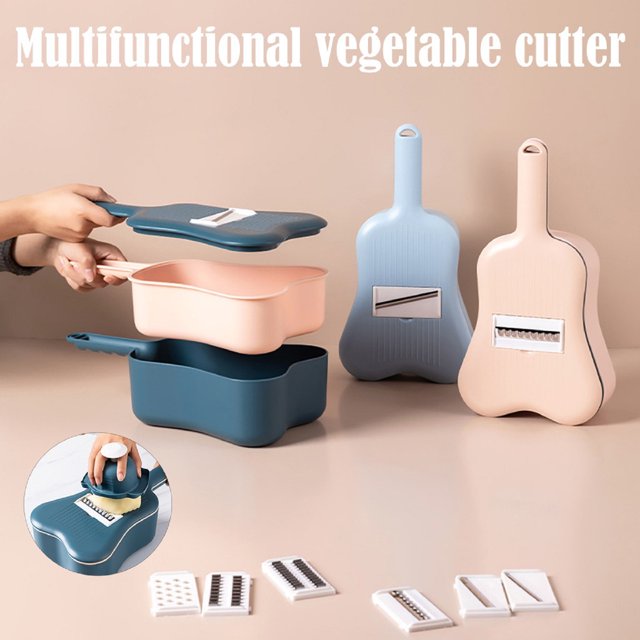 Ganfancp Cortador de Verduras Multifuncional de Cocina Triturador de Verduras Cesta de Frutas Ofertas Del Día 1 Cortador de Verduras Multiusos 6 Cuchillas 1 Protector de Mano 1 Cepillo